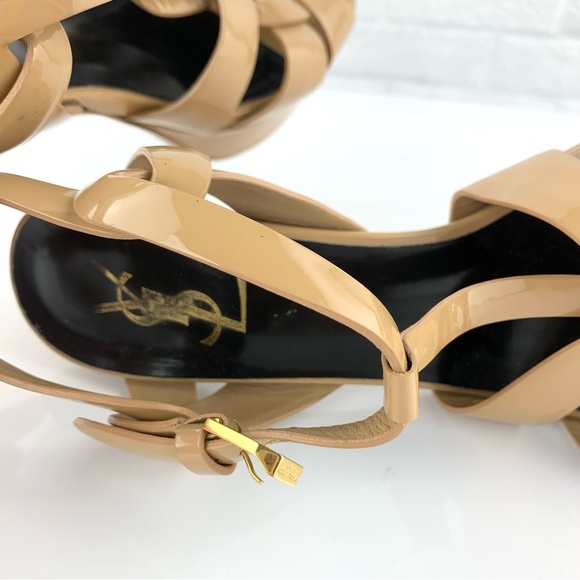 Saint Laurent Tribute Patent Leather Sandal Heels Size 39.5 - Picture 9 of 16